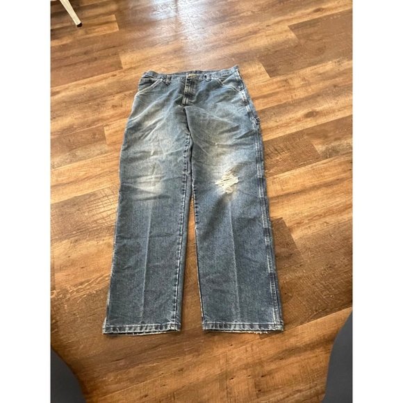 Wrangler Medium Wash Distressed Carpenter Jeans Men’s 33x32